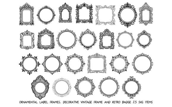 Ornamental Label Frames 25 Svg Items