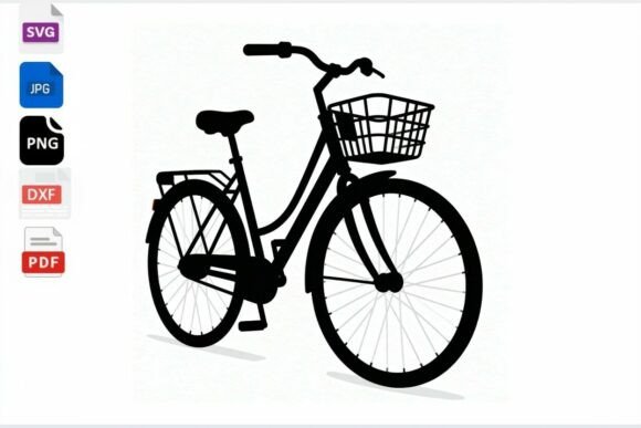 Retro Bicycle with Basket SVG Clipart