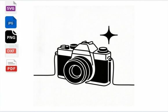 Retro Camera Line Art SVG Digital Review
