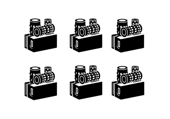 Retro Film Reel Icon SVG Black and White