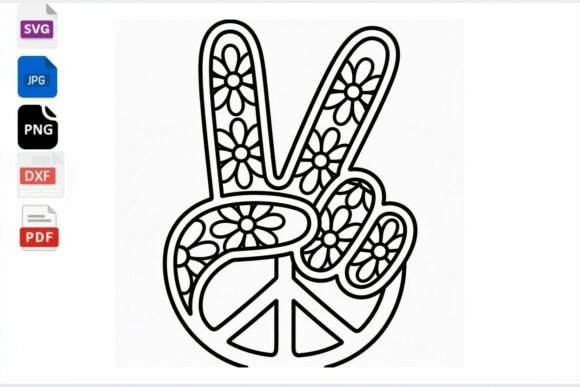 Retro Peace Sign Flower SVG Clipart