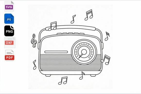 Retro Radio Music Notes SVG Clipart Review