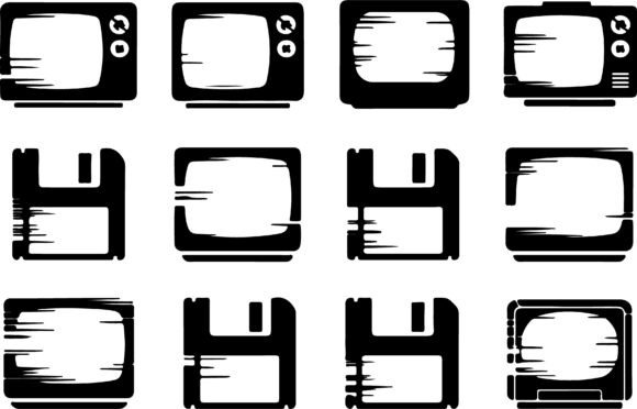 Retro Tech Icons SVG Bundle TV Floppy