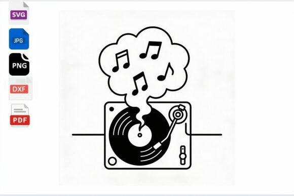 Retro Turntable Music Notes SVG Review