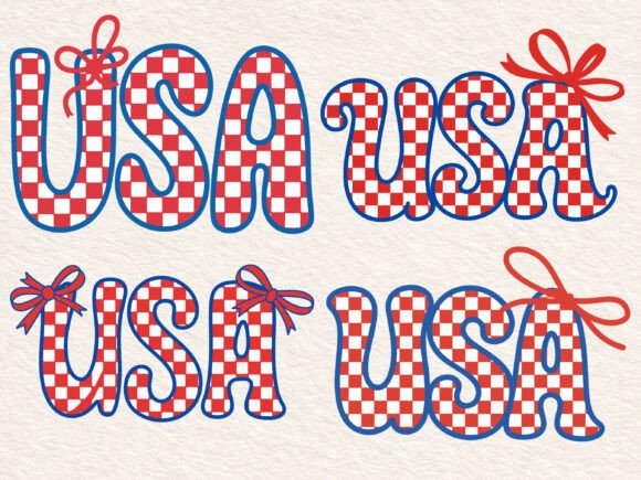 Retro USA Checkered Coquette Svg Png